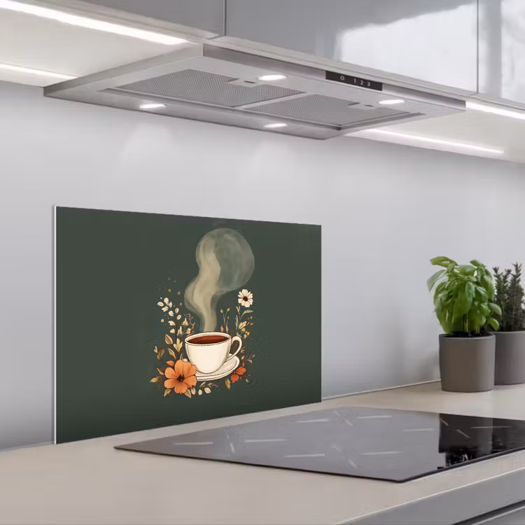 Paraschizzi cucina - Tazza - Fiori - Verde - Caffè — 1