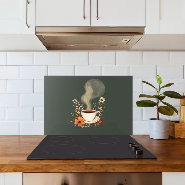 Paraschizzi cucina - Tazza - Fiori - Verde - Caffè — 3