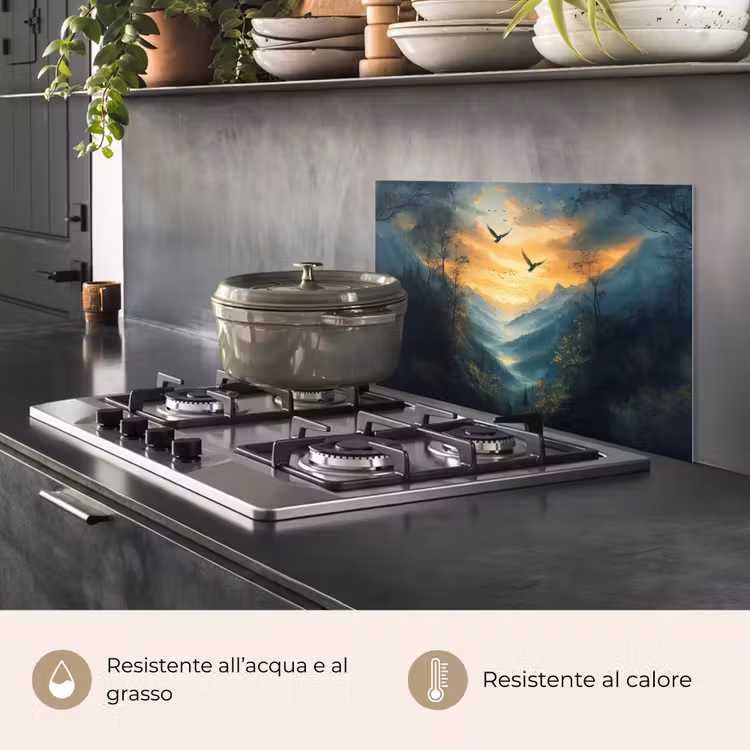 Paraschizzi cucina - Uccelli - Sole - Alberi - Verde — 2
