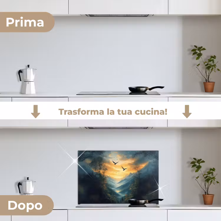 Paraschizzi cucina - Uccelli - Sole - Alberi - Verde — 7