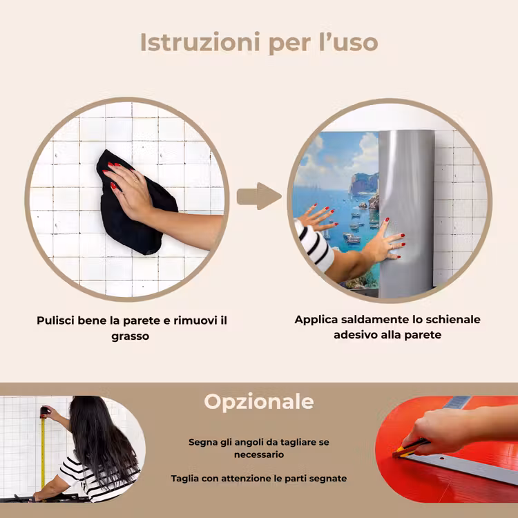 Paraschizzi cucina - Villaggio costiero - Pittura - Rocce - Barche — 6
