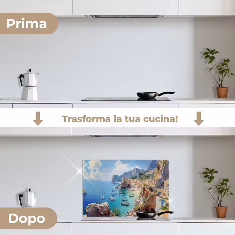Paraschizzi cucina - Villaggio costiero - Pittura - Rocce - Barche — 7