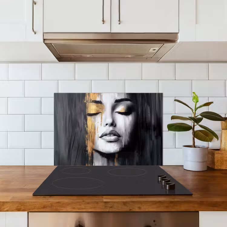 Paraschizzi cucina - Volto - Donna - Pennellate - Astratto — 3