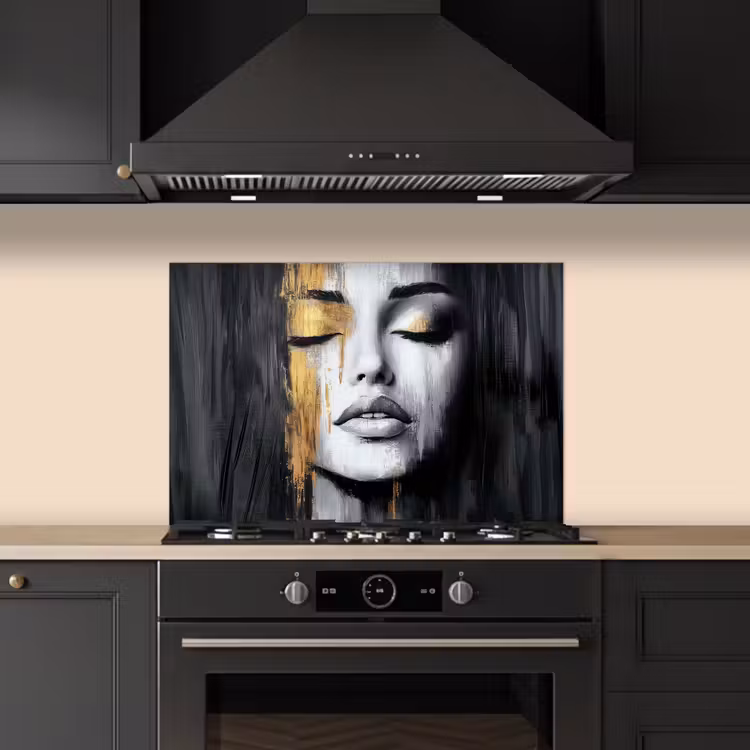 Paraschizzi cucina - Volto - Donna - Pennellate - Astratto — 5