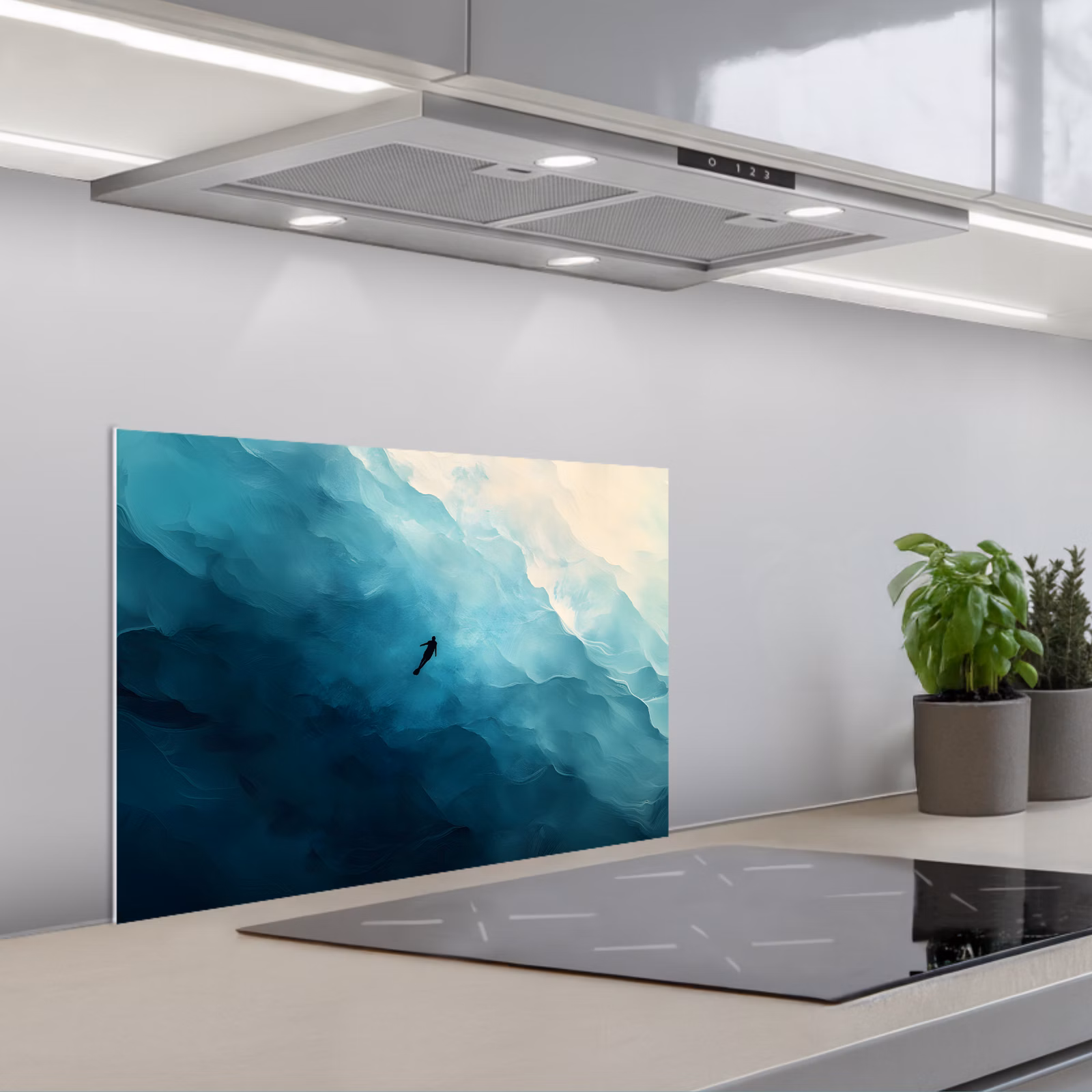 Paraschizzi cucina - Mare - Silhouette - Astratto - Blu — 1