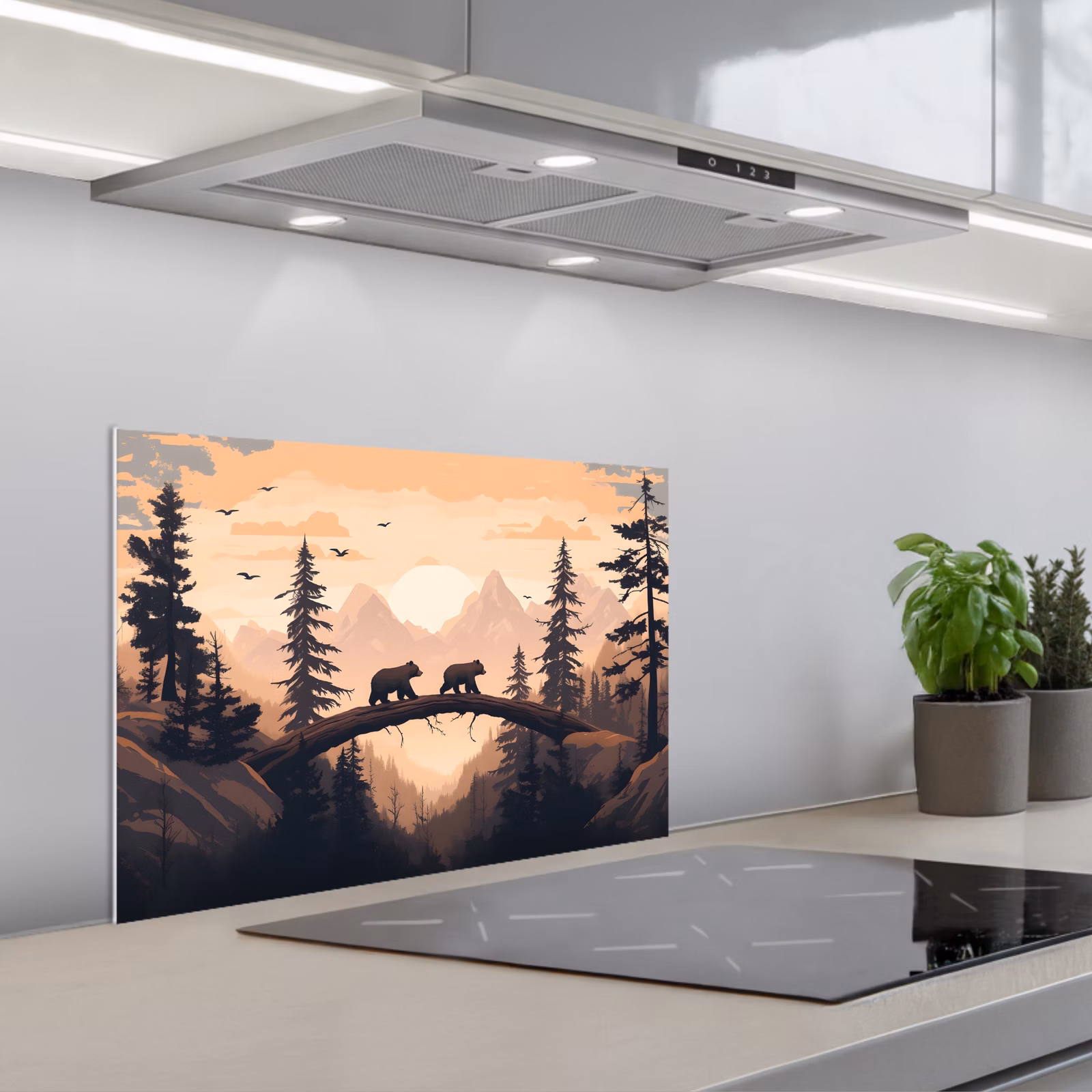 Paraschizzi cucina - Orsi - Alberi - Paesaggio - Tramonto — 1