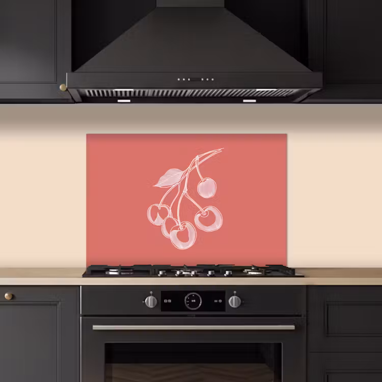 Paraschizzi cucina - Illustrazione della linea - Ciliegio - Ramo - Bianco — 5