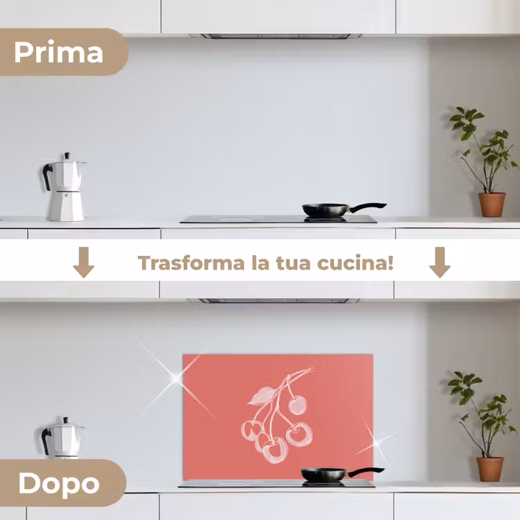 Paraschizzi cucina - Illustrazione della linea - Ciliegio - Ramo - Bianco — 7