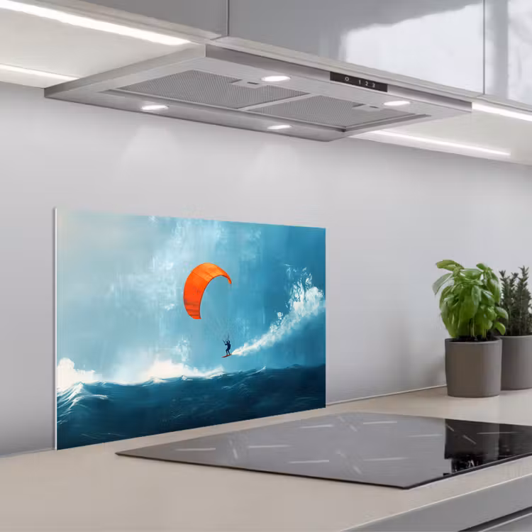 Paraschizzi cucina - Kitesurfer - Arancione - Mare - Cielo — 1