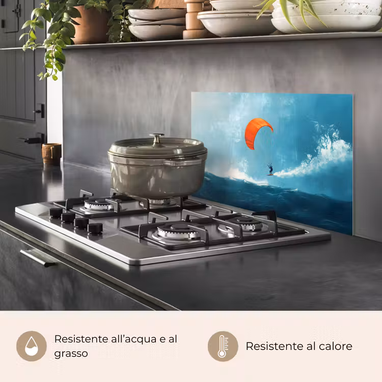 Paraschizzi cucina - Kitesurfer - Arancione - Mare - Cielo — 2