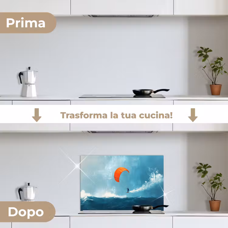 Paraschizzi cucina - Kitesurfer - Arancione - Mare - Cielo — 7