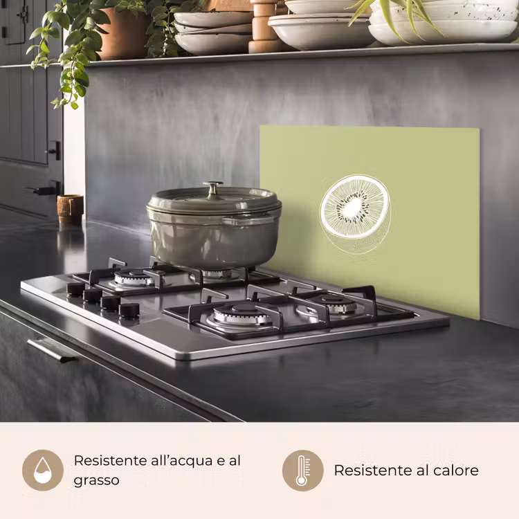 Paraschizzi cucina - Kiwi - Disegno a linee - Minimalista - Verde — 2