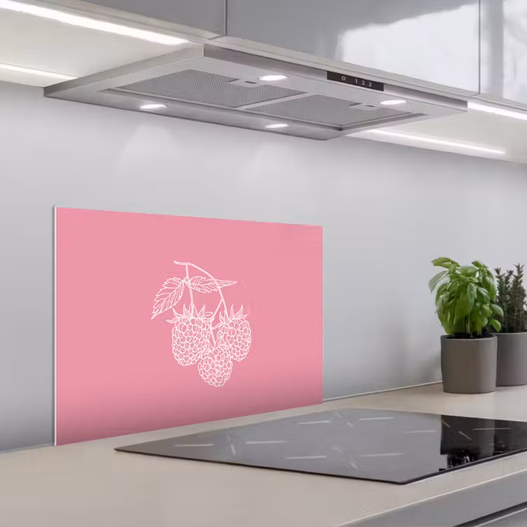 Paraschizzi cucina - Lamponi - Gambo - Disegnato - Rosa — 1