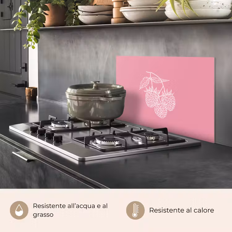 Paraschizzi cucina - Lamponi - Gambo - Disegnato - Rosa — 2