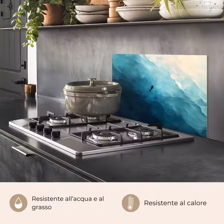 Paraschizzi cucina - Mare - Silhouette - Astratto - Blu — 2