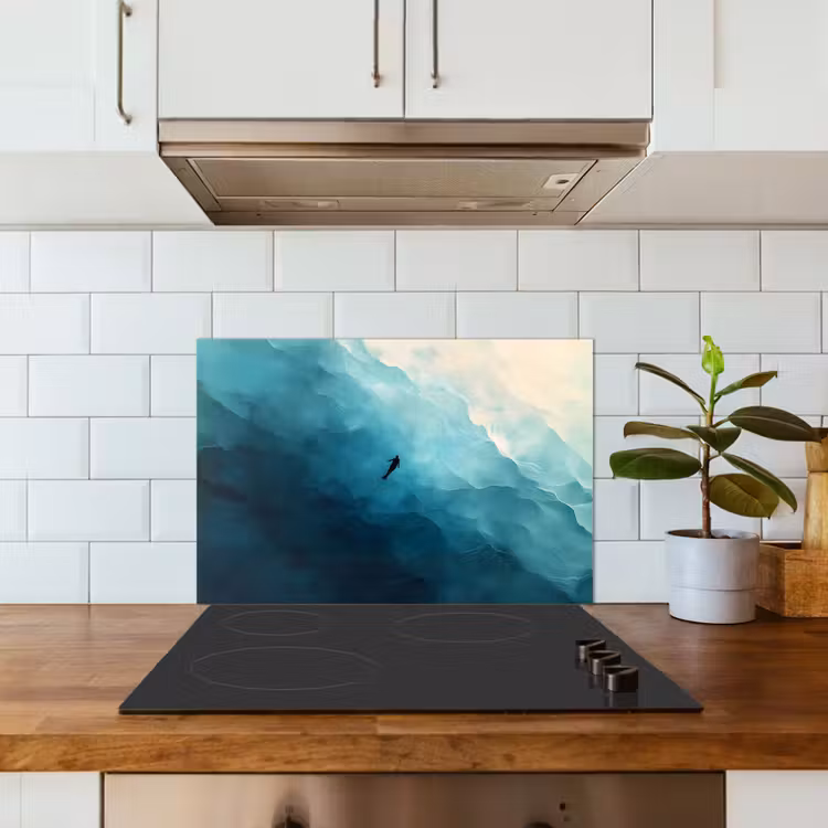 Paraschizzi cucina - Mare - Silhouette - Astratto - Blu — 3