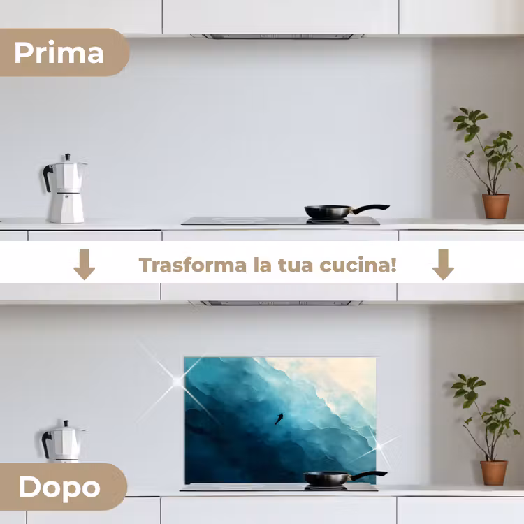 Paraschizzi cucina - Mare - Silhouette - Astratto - Blu — 7