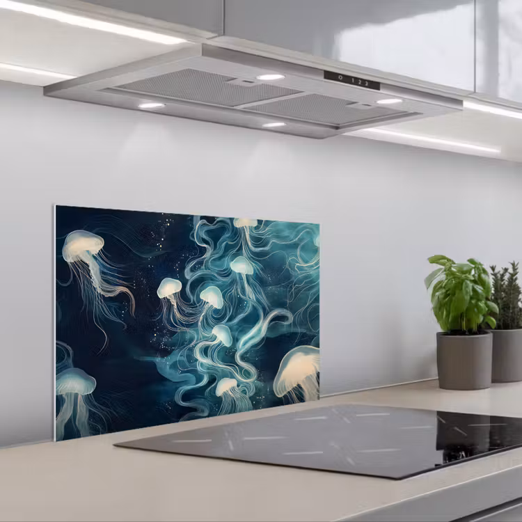 Paraschizzi cucina - Medusa - Mare - Bianco - Onde — 1
