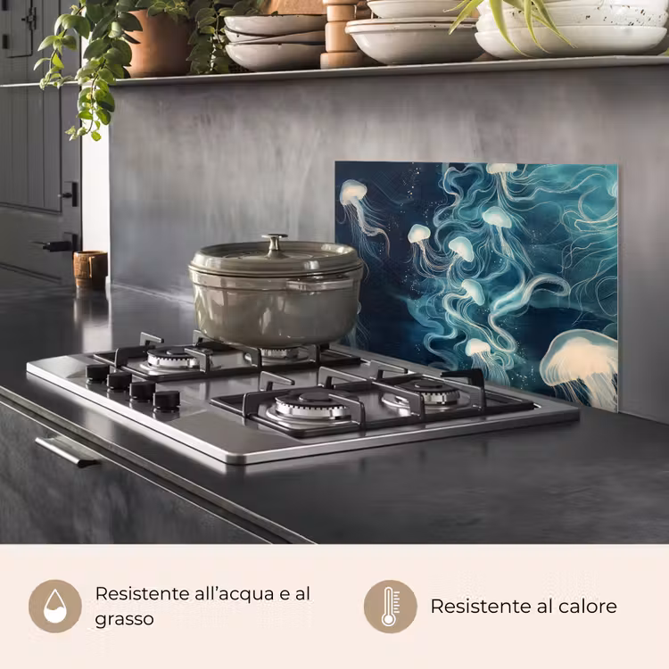 Paraschizzi cucina - Medusa - Mare - Bianco - Onde — 2