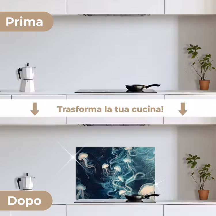 Paraschizzi cucina - Medusa - Mare - Bianco - Onde — 7