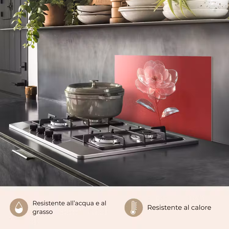 Paraschizzi cucina - Ornato - Fiore - Rosa - Occhiali — 2