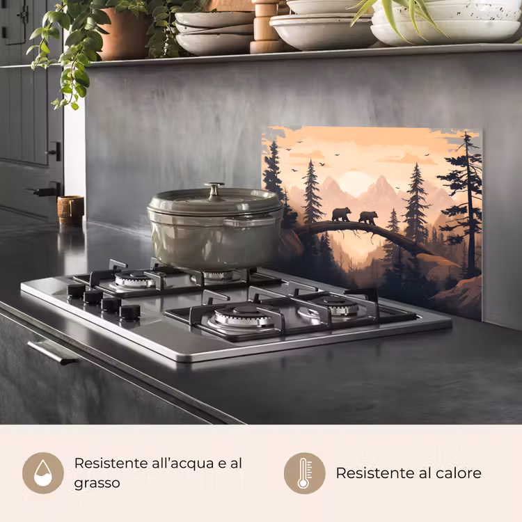 Paraschizzi cucina - Orsi - Alberi - Paesaggio - Tramonto — 2