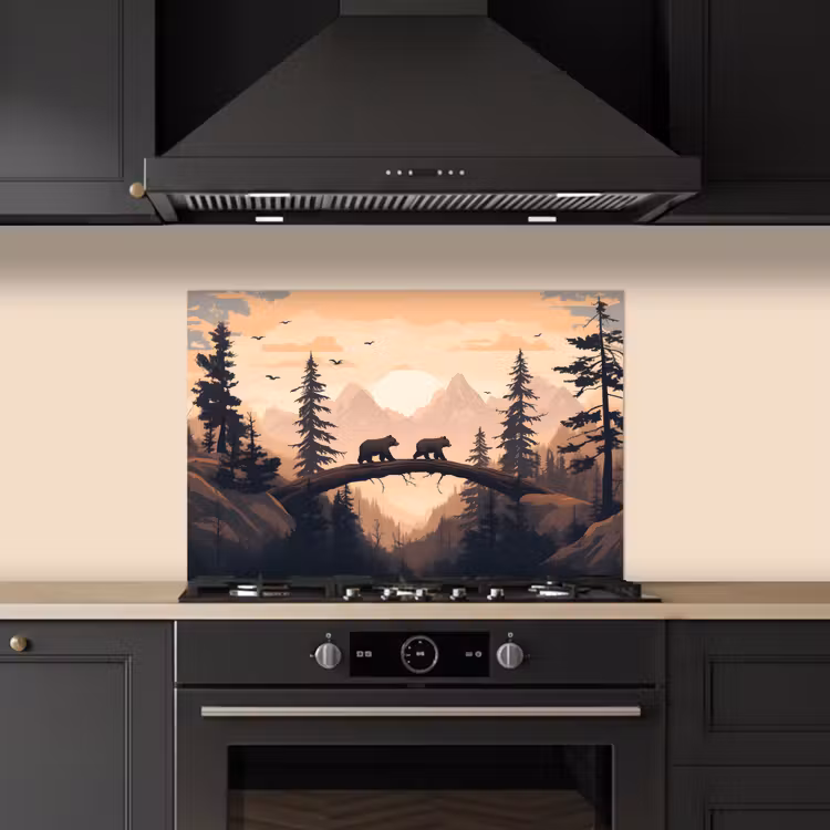Paraschizzi cucina - Orsi - Alberi - Paesaggio - Tramonto — 5