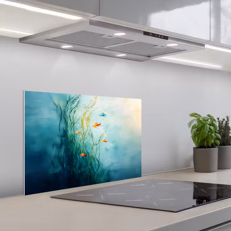 Paraschizzi cucina - Piante acquatiche - Pesci - Colorati - Acqua — 1