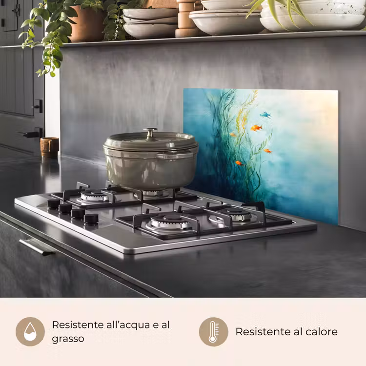 Paraschizzi cucina - Piante acquatiche - Pesci - Colorati - Acqua — 2