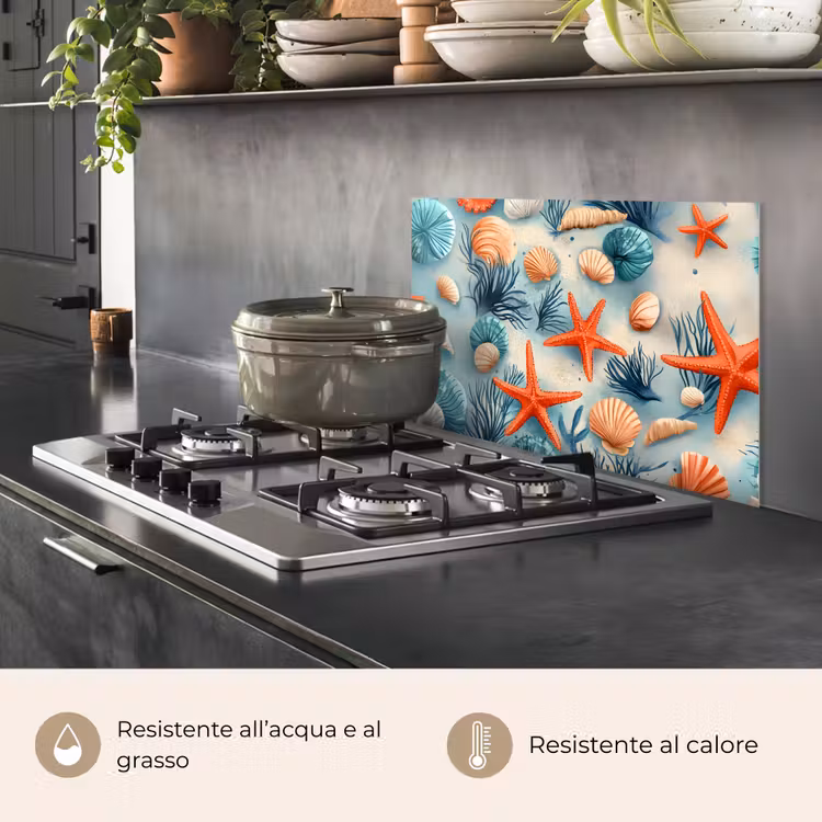 Paraschizzi cucina - Stella marina - Conchiglie - Illustrazione - Sabbia — 2