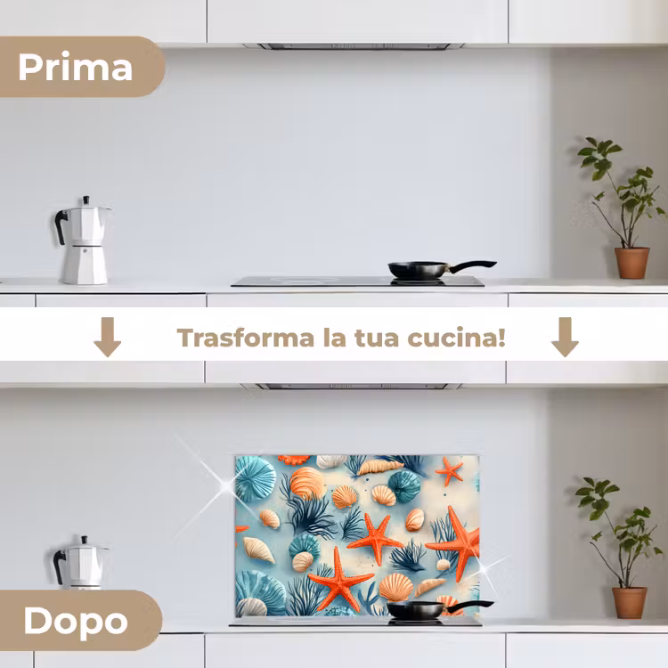 Paraschizzi cucina - Stella marina - Conchiglie - Illustrazione - Sabbia — 7