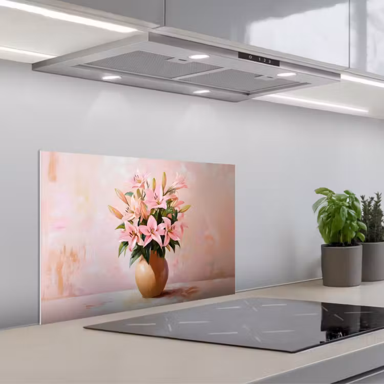 Paraschizzi cucina - Vaso - Fiori - Rosa — 1