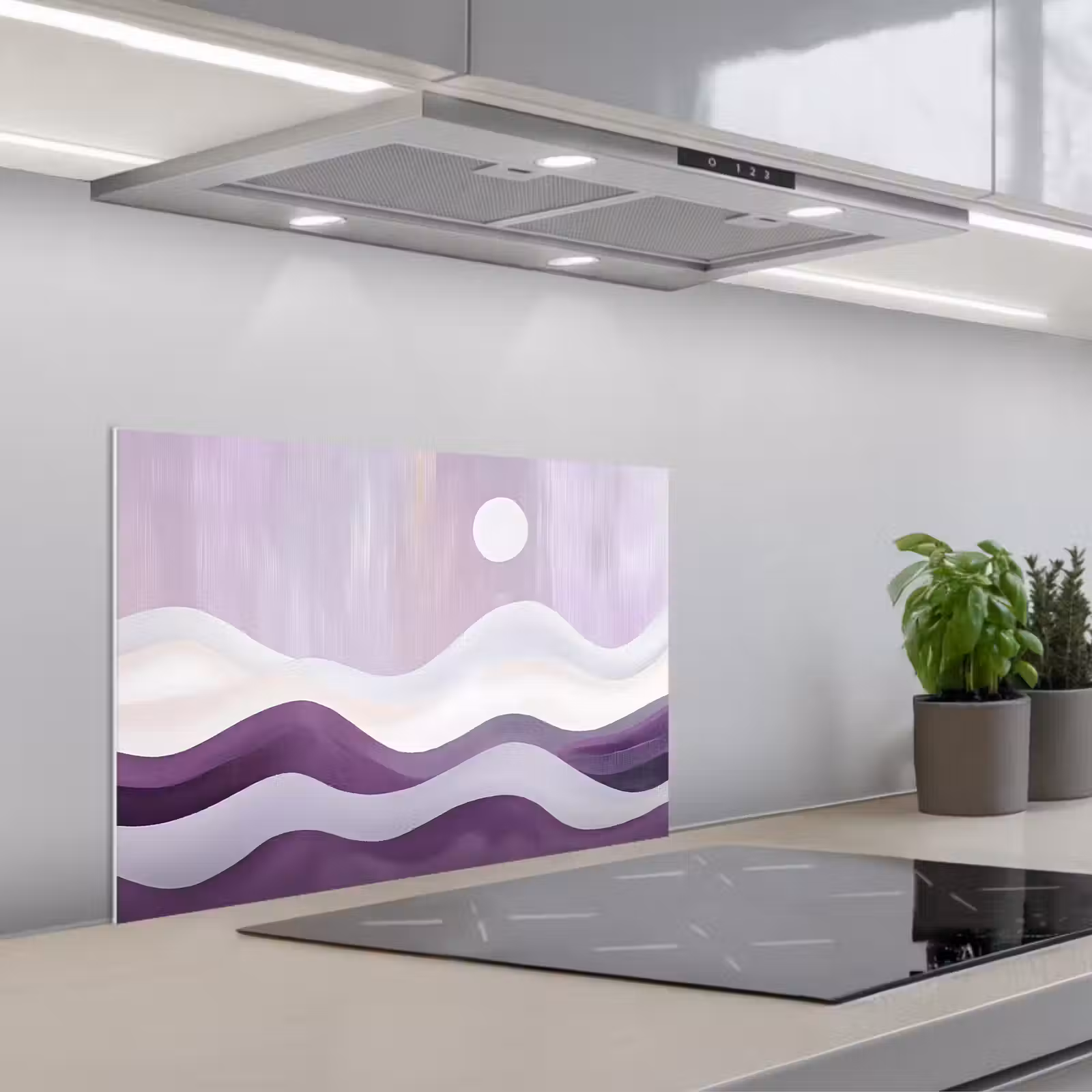 Paraschizzi cucina - Onde - Colline - Astratto - Viola — 1