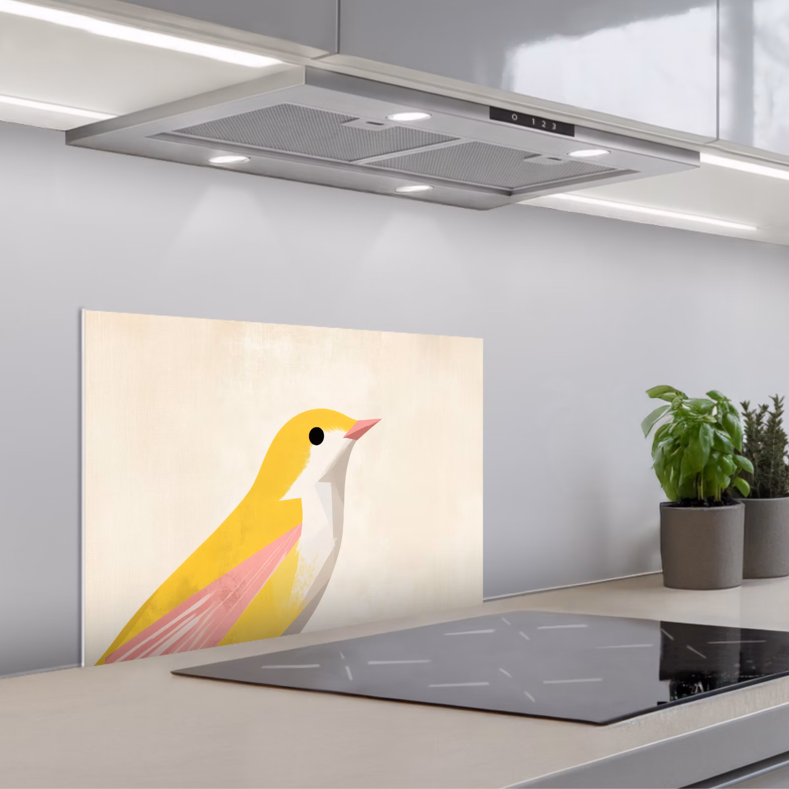 Paraschizzi cucina - Uccello - Minimalista - Giallo — 1
