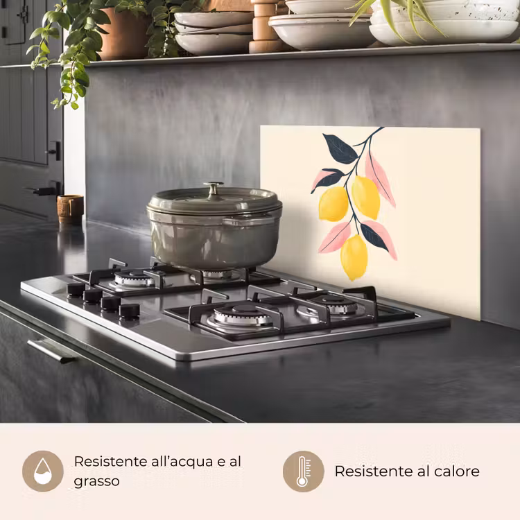Paraschizzi cucina - Limoni - Giallo brillante - Ramo - Foglie — 2