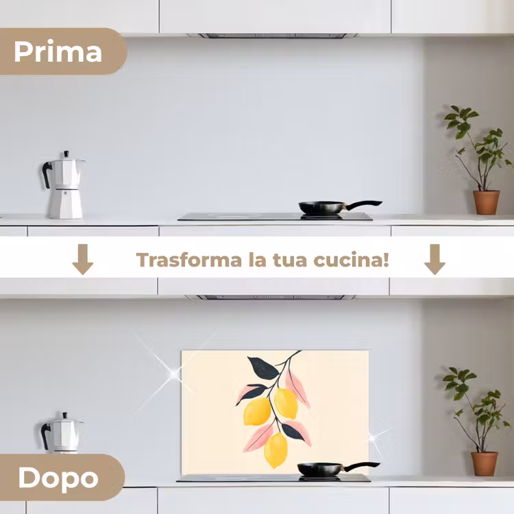 Paraschizzi cucina - Limoni - Giallo brillante - Ramo - Foglie — 7