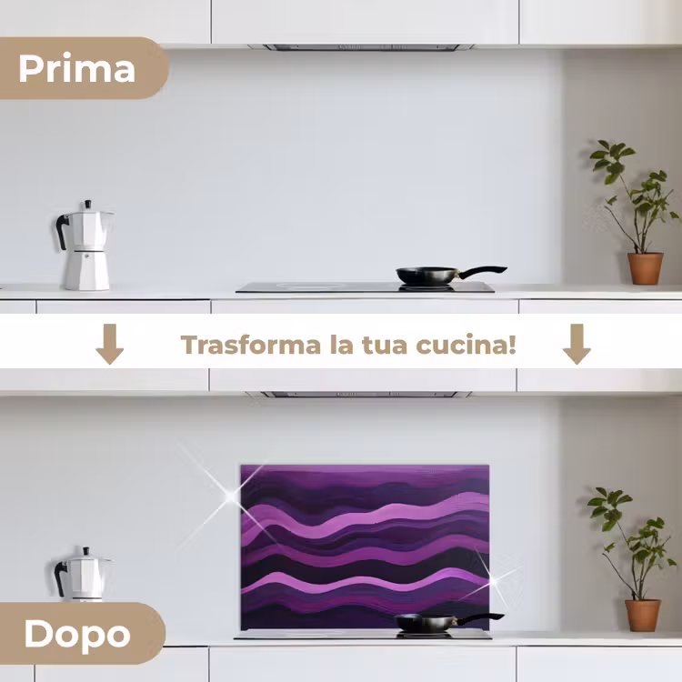 Paraschizzi cucina - Linee - Onde - Viola - Astratto — 7
