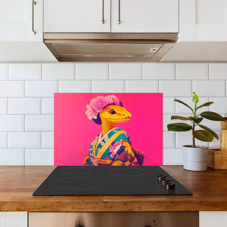 Paraschizzi cucina - Lucertola - Fiori - Rosa - Kimono — 3