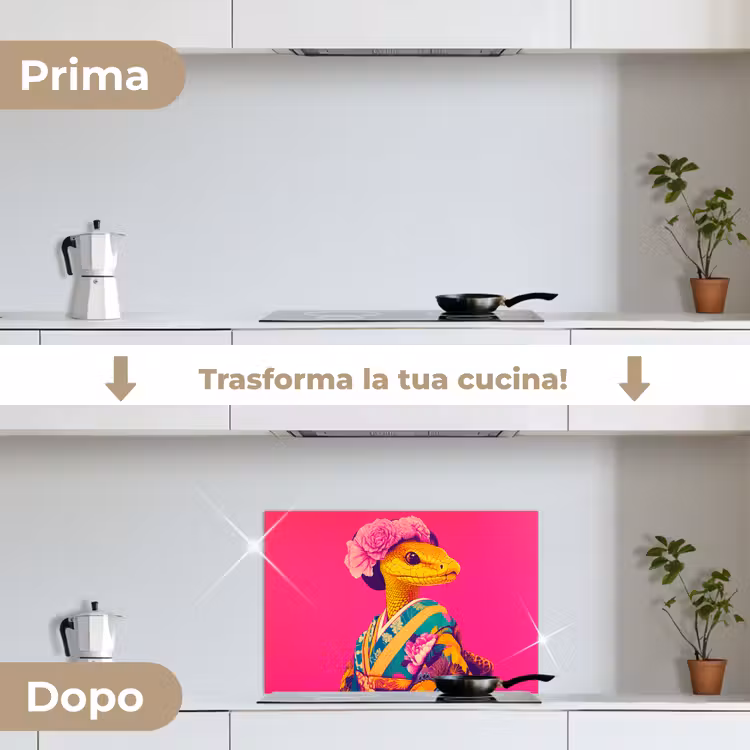 Paraschizzi cucina - Lucertola - Fiori - Rosa - Kimono — 7