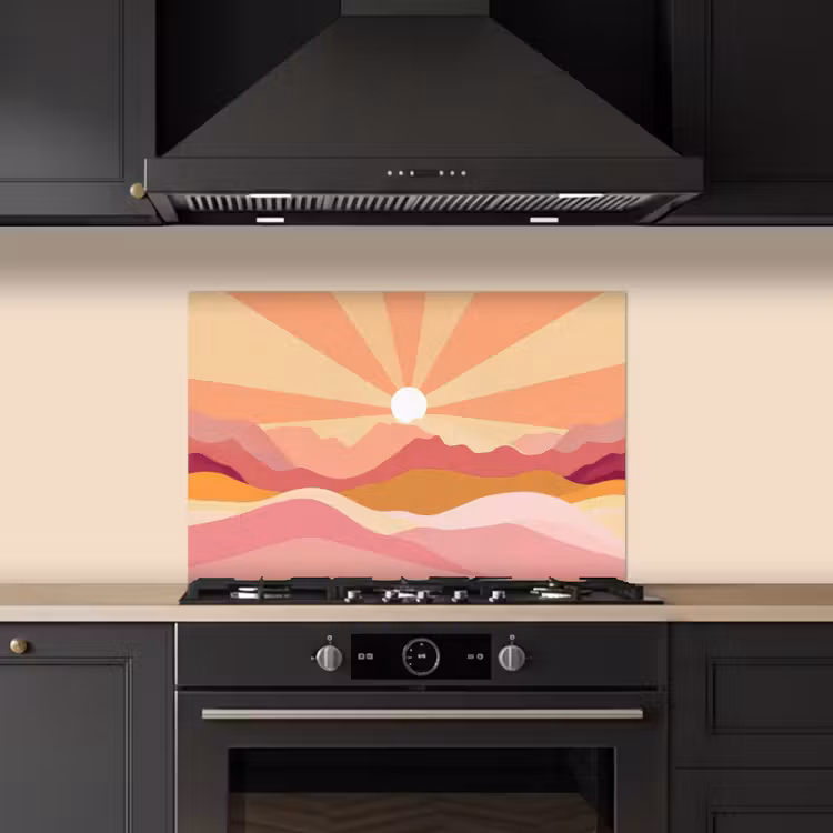 Paraschizzi cucina - Montagne - Astratto - Raggi di sole - Rosa — 5