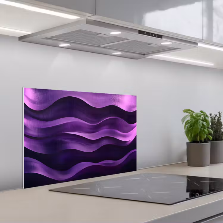 Paraschizzi cucina - Onde - Astratto - Viola — 1