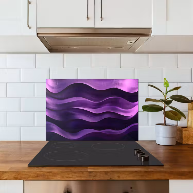 Paraschizzi cucina - Onde - Astratto - Viola — 3