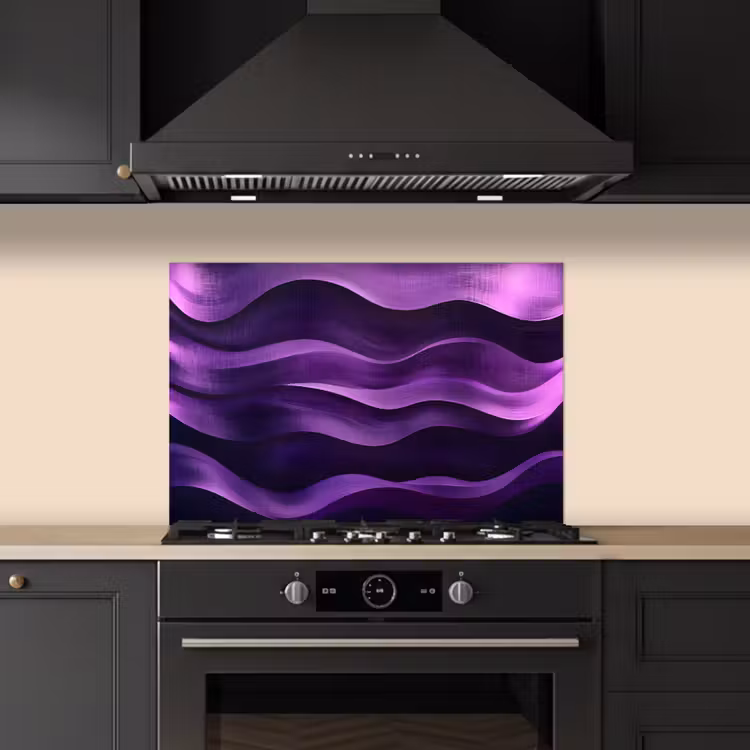 Paraschizzi cucina - Onde - Astratto - Viola — 5