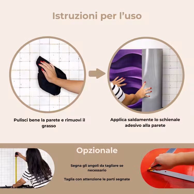 Paraschizzi cucina - Onde - Astratto - Viola — 6