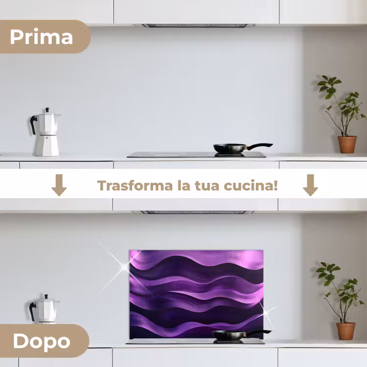 Paraschizzi cucina - Onde - Astratto - Viola — 7