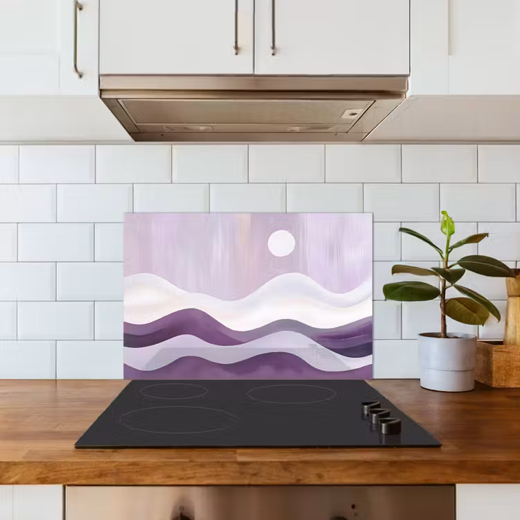 Paraschizzi cucina - Onde - Colline - Astratto - Viola — 3