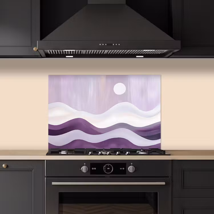 Paraschizzi cucina - Onde - Colline - Astratto - Viola — 5