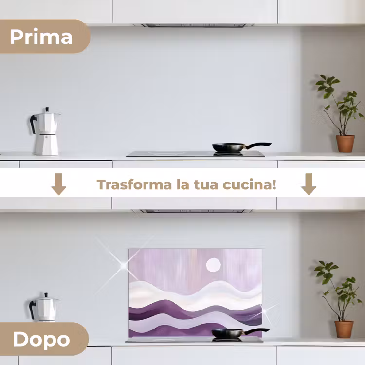 Paraschizzi cucina - Onde - Colline - Astratto - Viola — 7