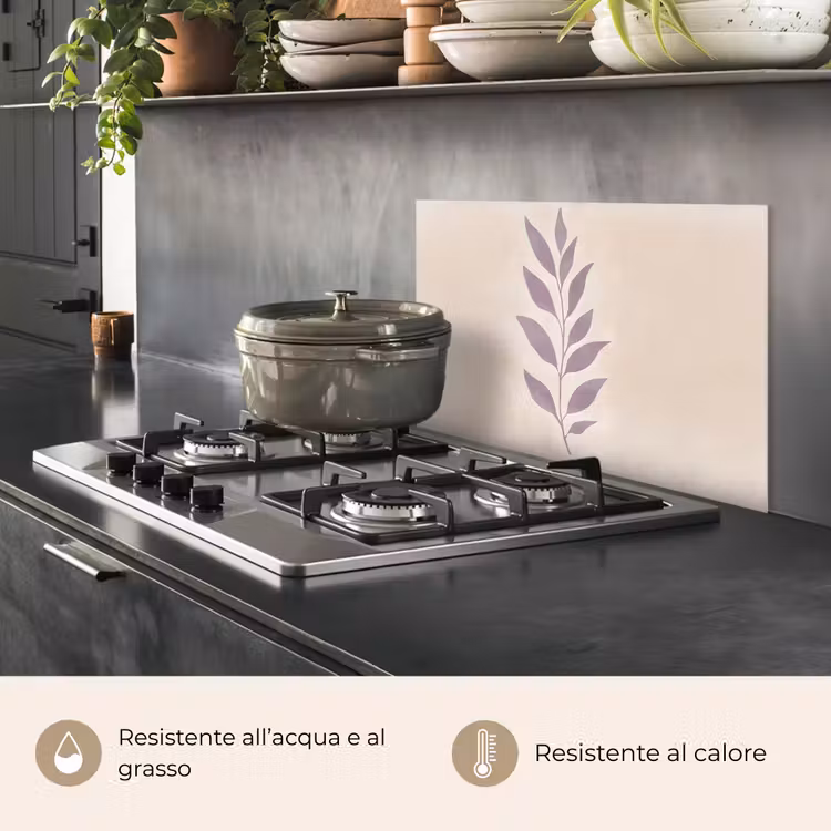 Paraschizzi cucina - Ramo - Foglie - Minimalista - Beige — 2