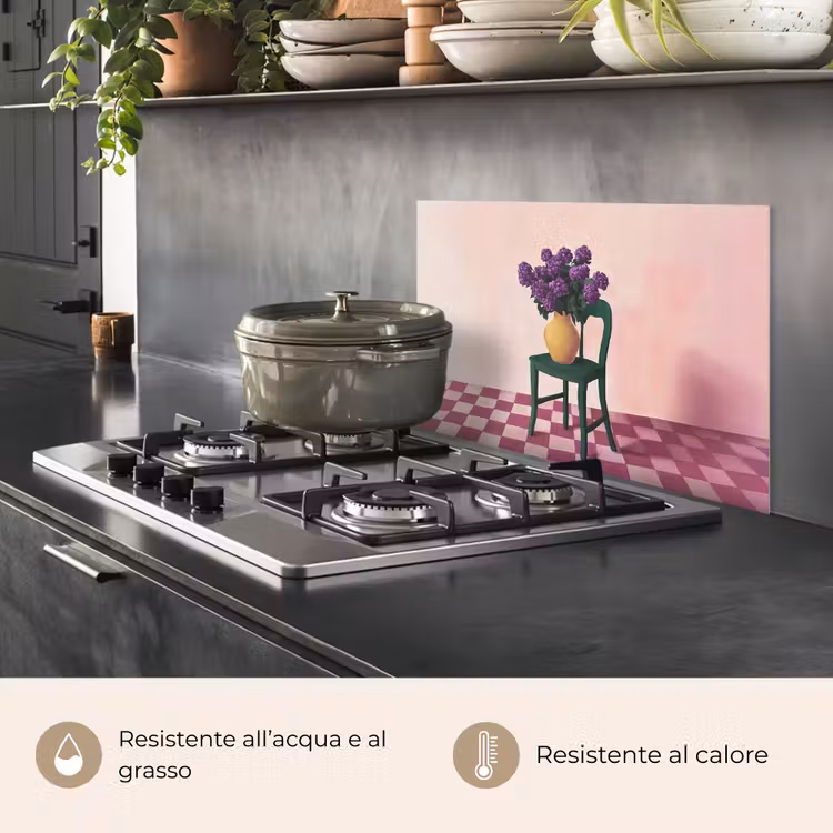 Paraschizzi cucina - Sedia - Vaso - Fiori - Bloccato — 2
